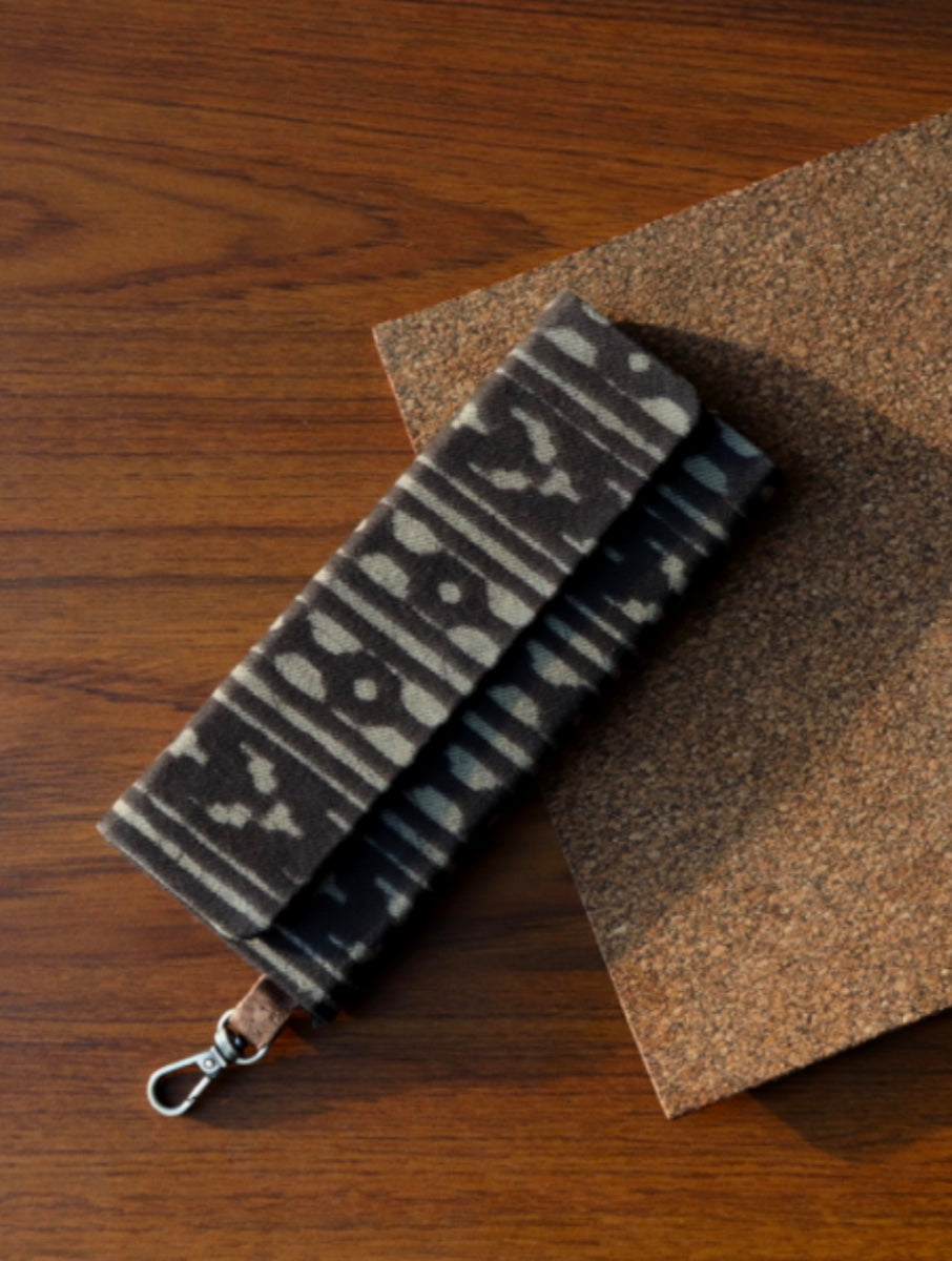 Brown Arrow Dabu Printed and Vegan Leather Foldable Specs Case