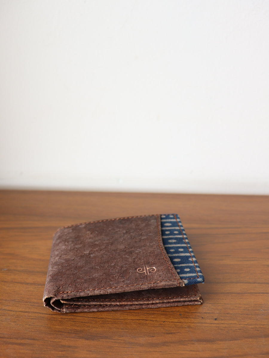 Rust Dabu Printed and Vegan Leather Cork Wallet