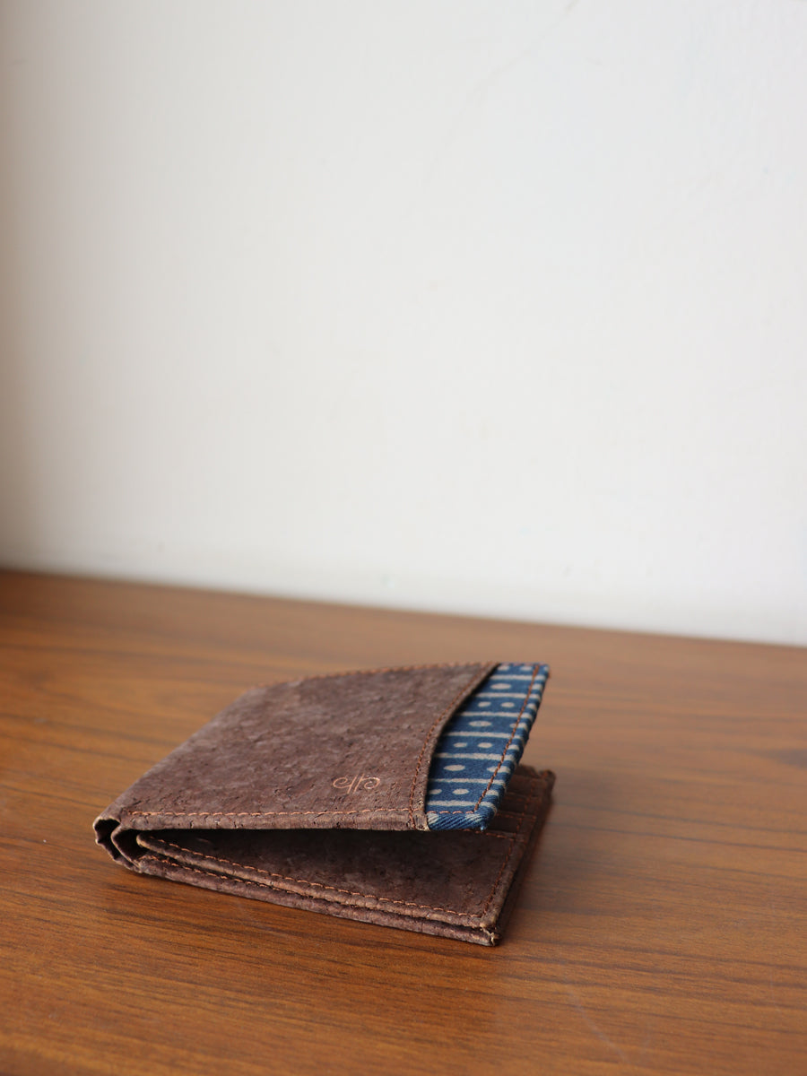 Rust Dabu Printed and Vegan Leather Cork Wallet