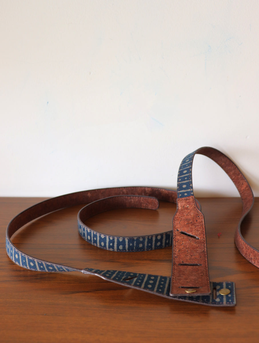 Rust Dabu Printed and Cork Reversible Dress Belt