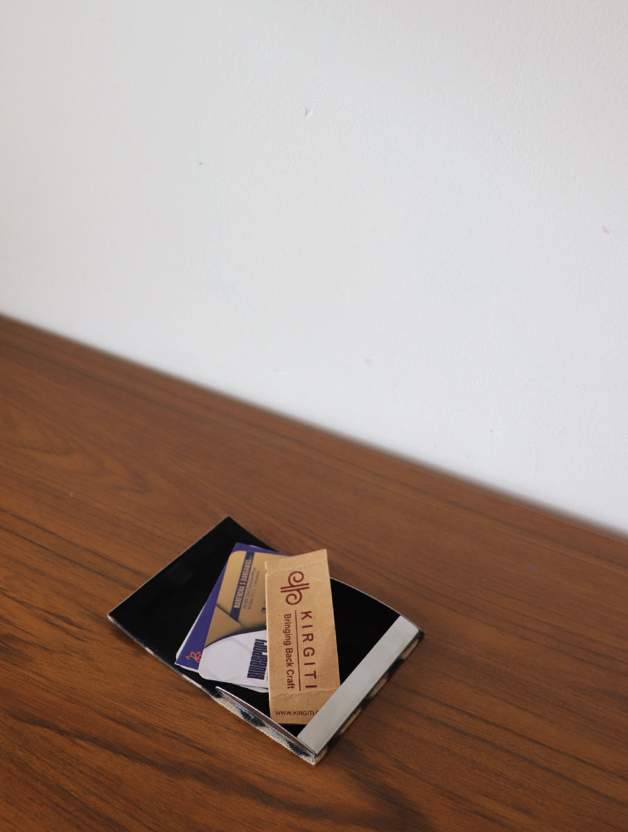 Black Polka Dabu Printed and Cork Card holder