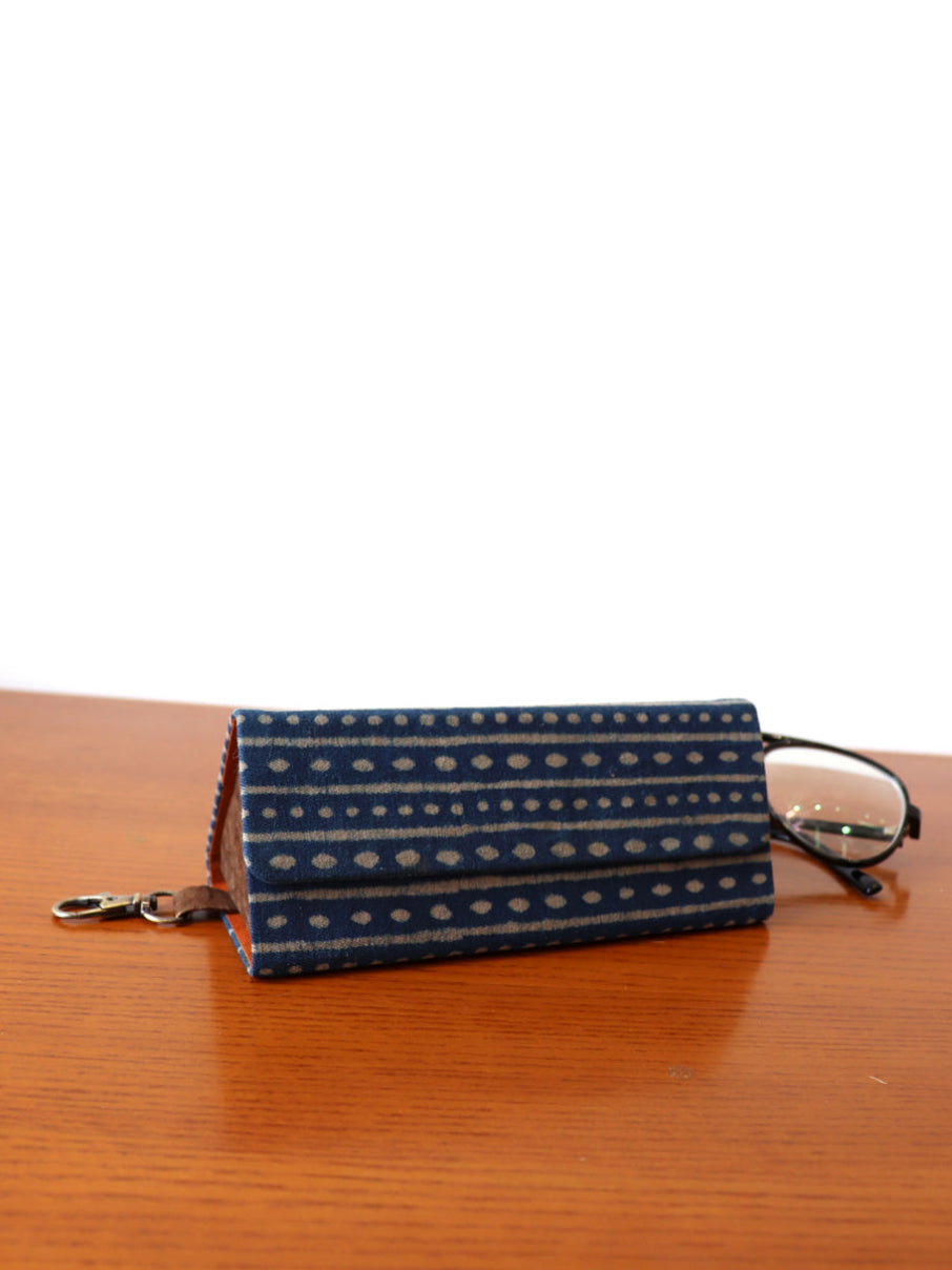 Rust Dabu Printed and Vegan Leather Foldable Specs Case