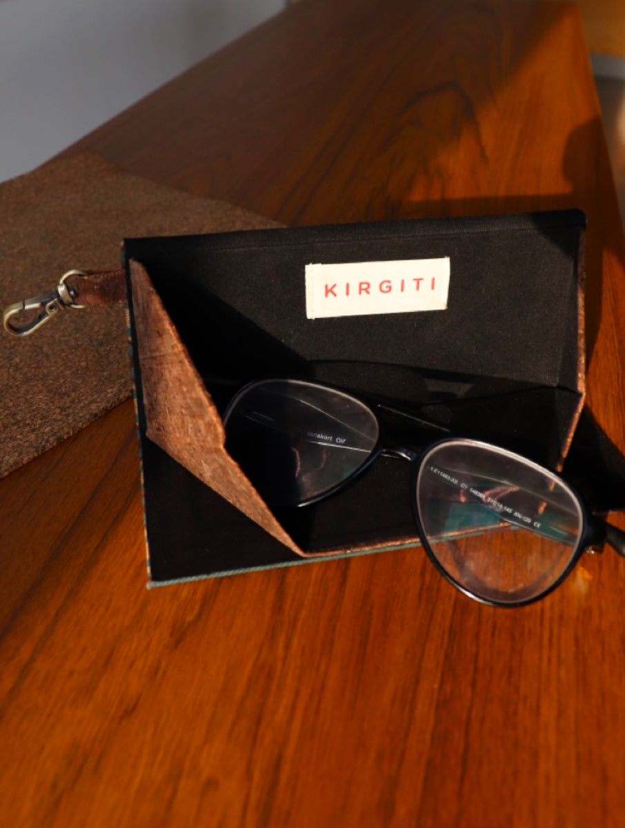 Brown Arrow Dabu Printed and Vegan Leather Foldable Specs Case
