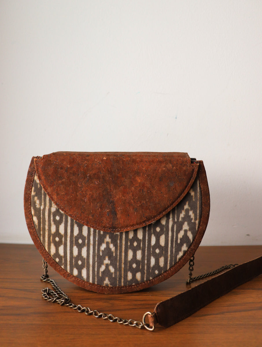 Brown Arrow Dabu Print And Cork Moon Sling