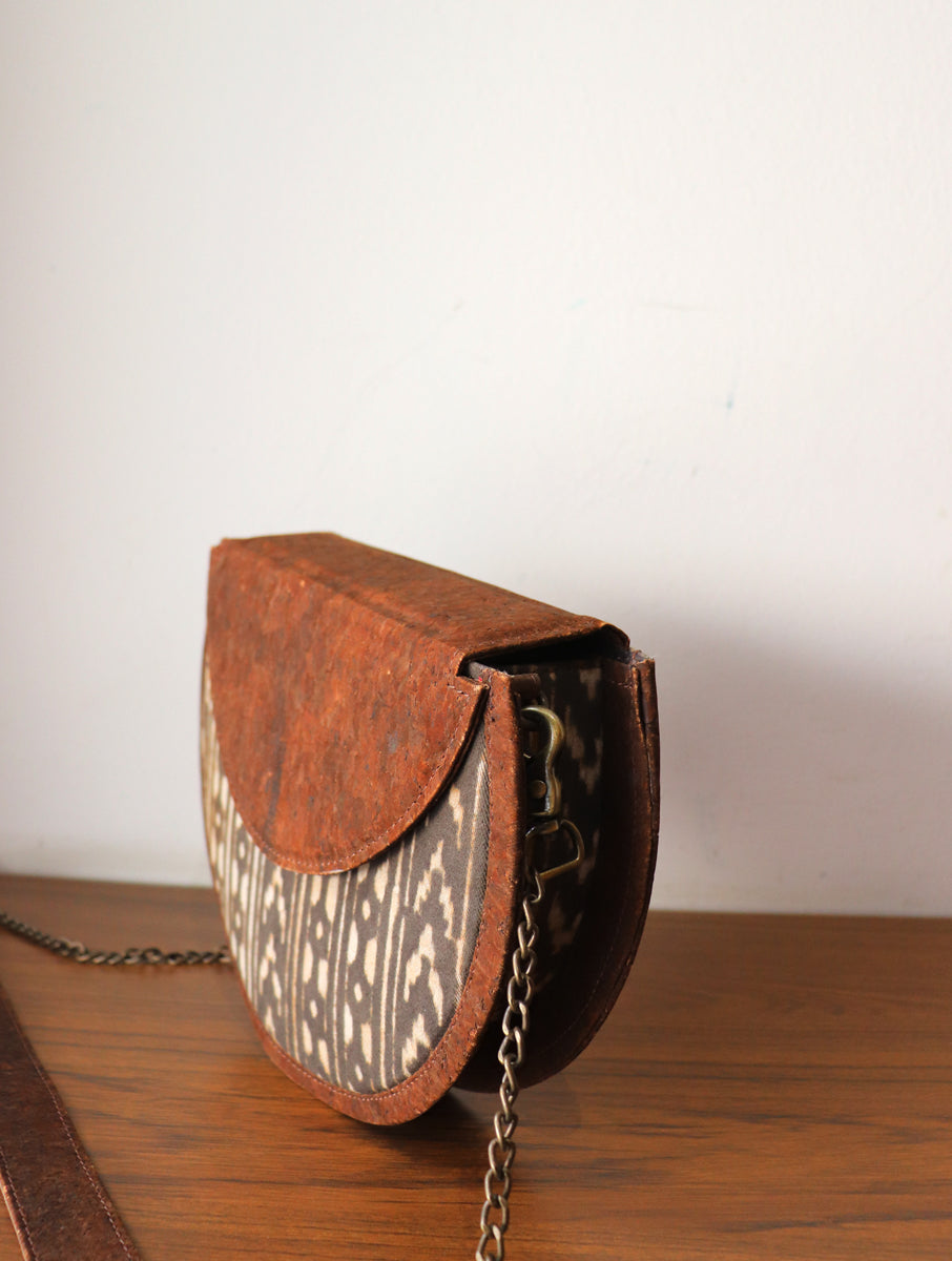 Brown Arrow Dabu Print And Cork Moon Sling