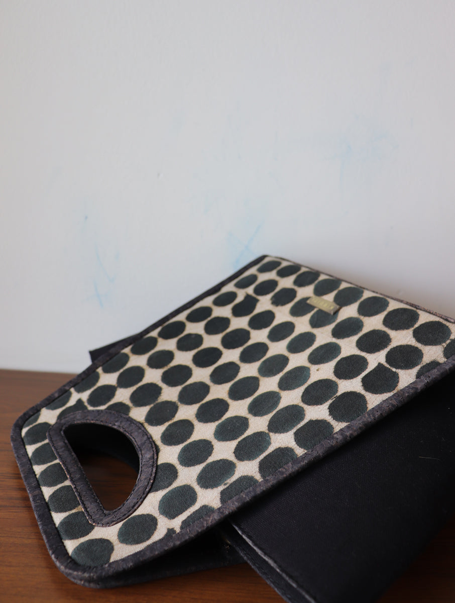 Black Polka Dabu Printed and Vegan Leather Basket Hand Bags