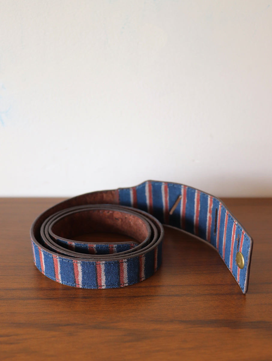 Indigo Rust Striped Dabu printed and Cork Reversible Dress Belt