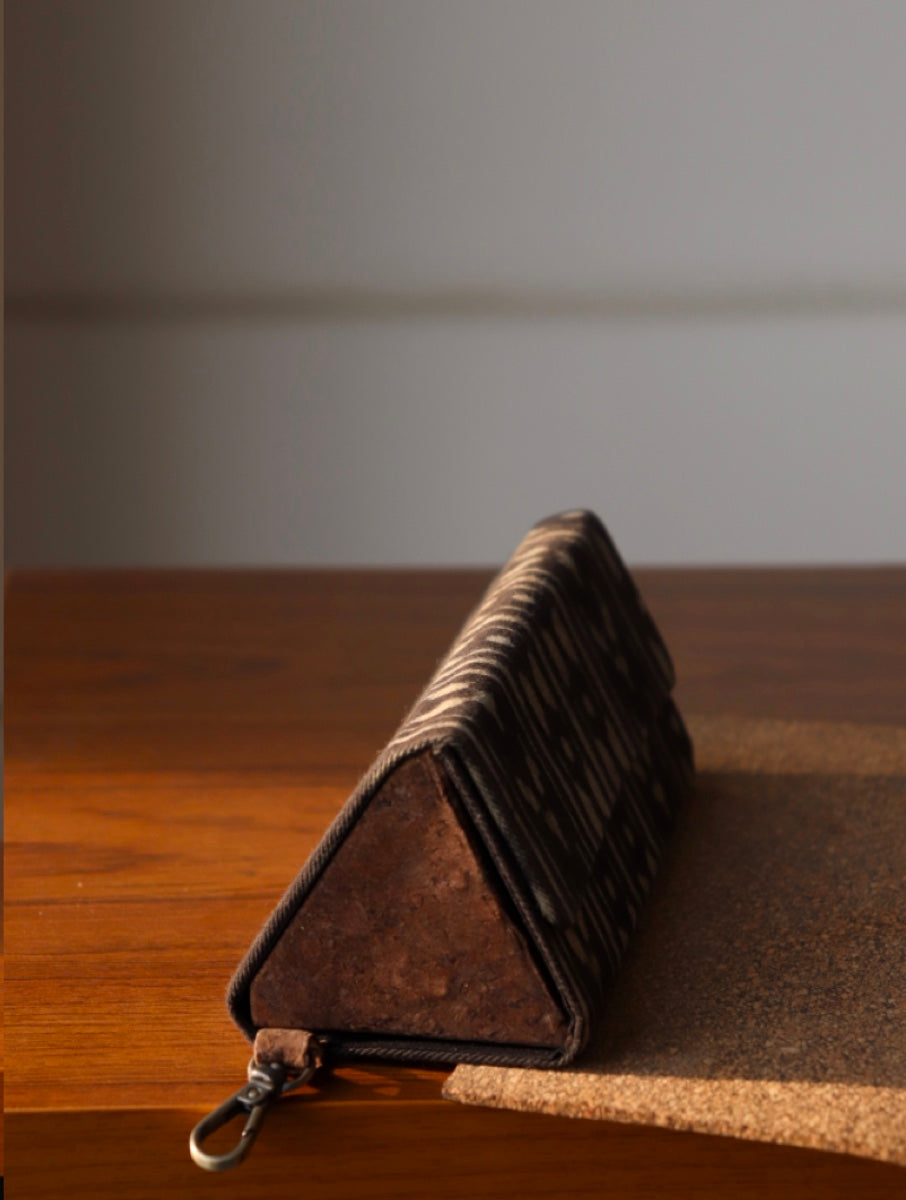 Brown Arrow Dabu Printed and Vegan Leather Foldable Specs Case