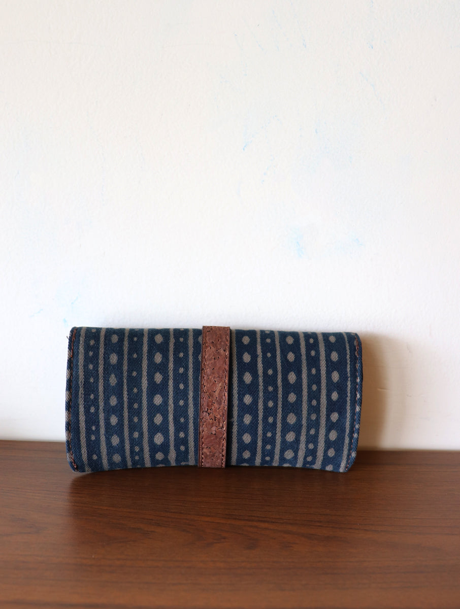 Rust Dabu Printed and Vegan Leather Cork Specs Case