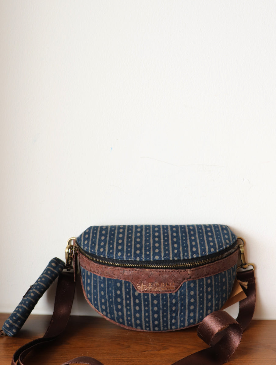 Rust Dabu Printed And Vegan Leather Cross Body Cum Waist Bag