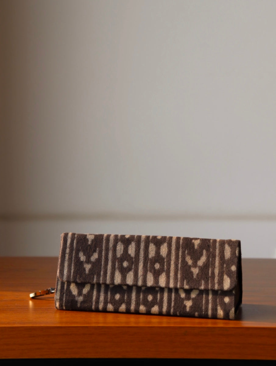 Brown Arrow Dabu Printed and Vegan Leather Foldable Specs Case