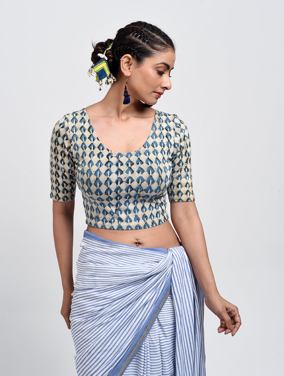 Green Buta Dabu Printed Stretchable Blouse