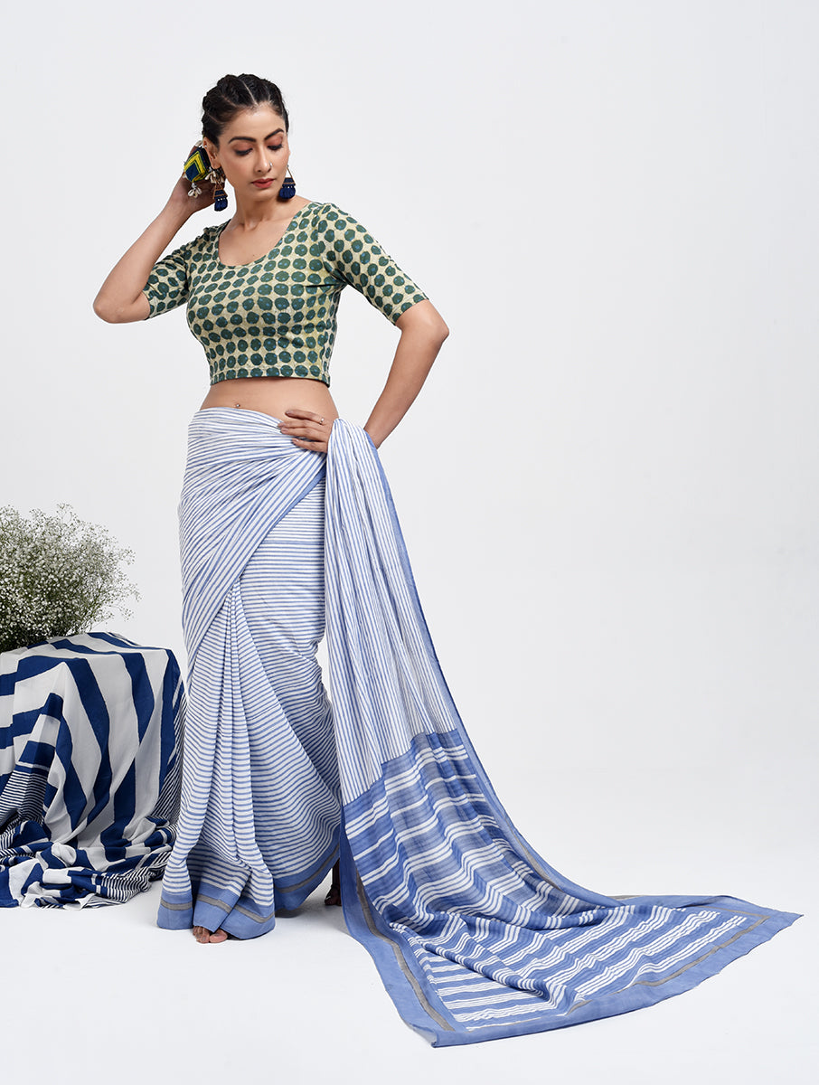 Green Polka Dabu Printed Stretchable Blouse