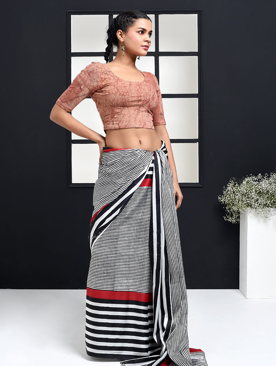 Wine Crack Dabu Printed Stretchable Blouse/Crop Top