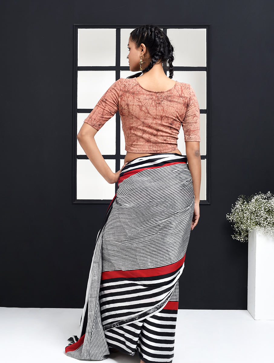 Wine Crack Dabu Printed Stretchable Blouse/Crop Top