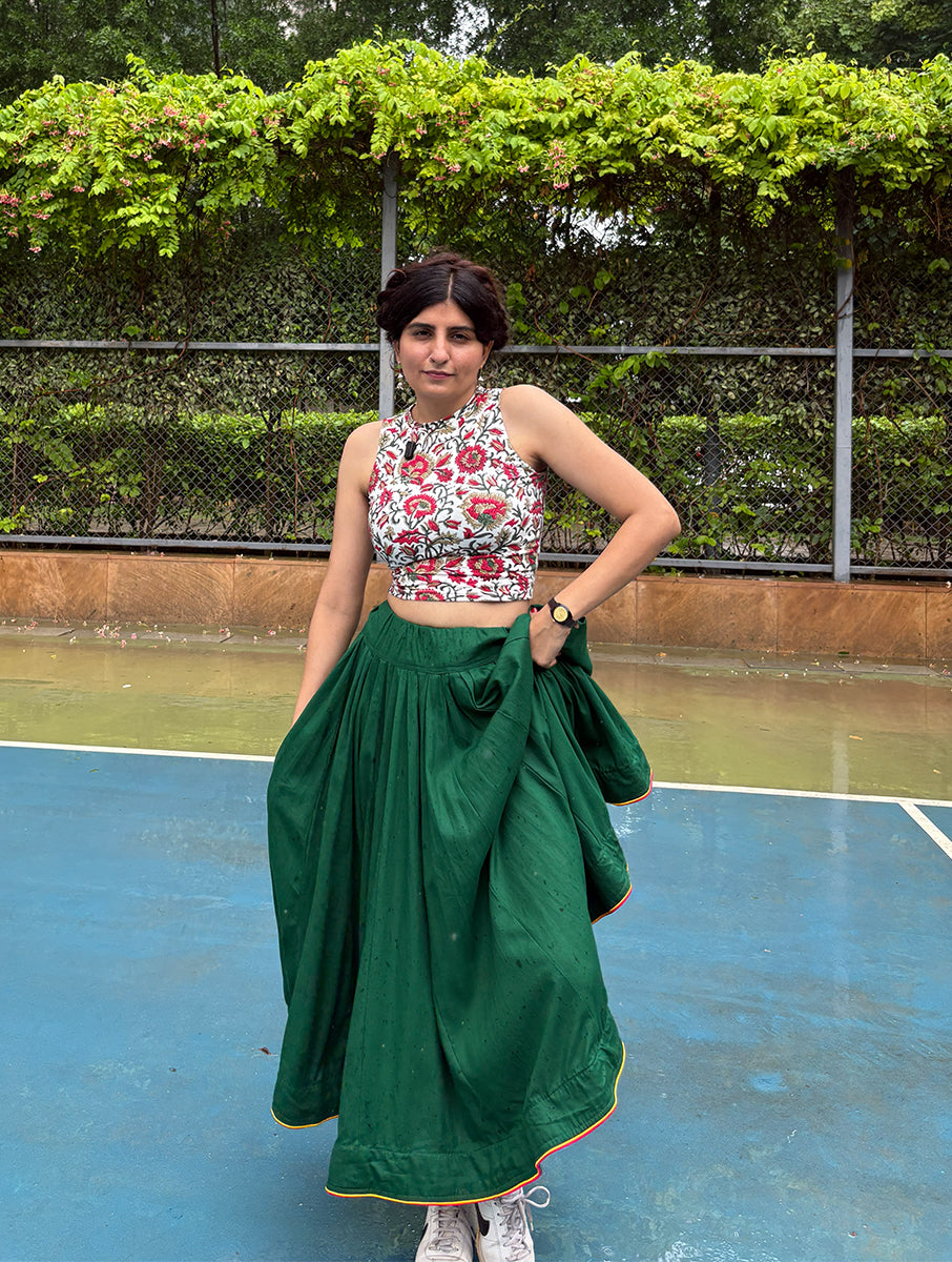 House of Tai Handcrafted Haryanvi Dhaman - 32 Kali Heritage Flared Skirt