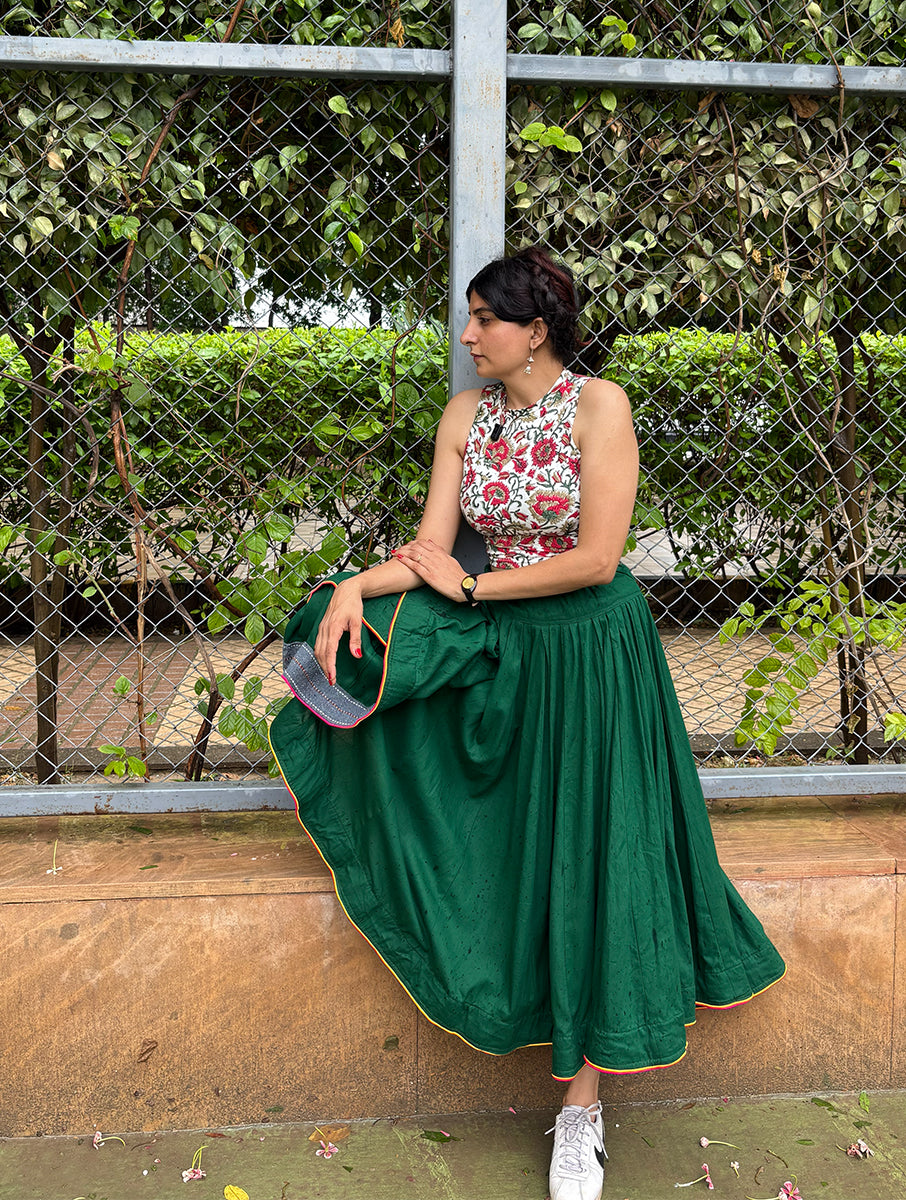House of Tai Handcrafted Haryanvi Dhaman - 32 Kali Heritage Flared Skirt