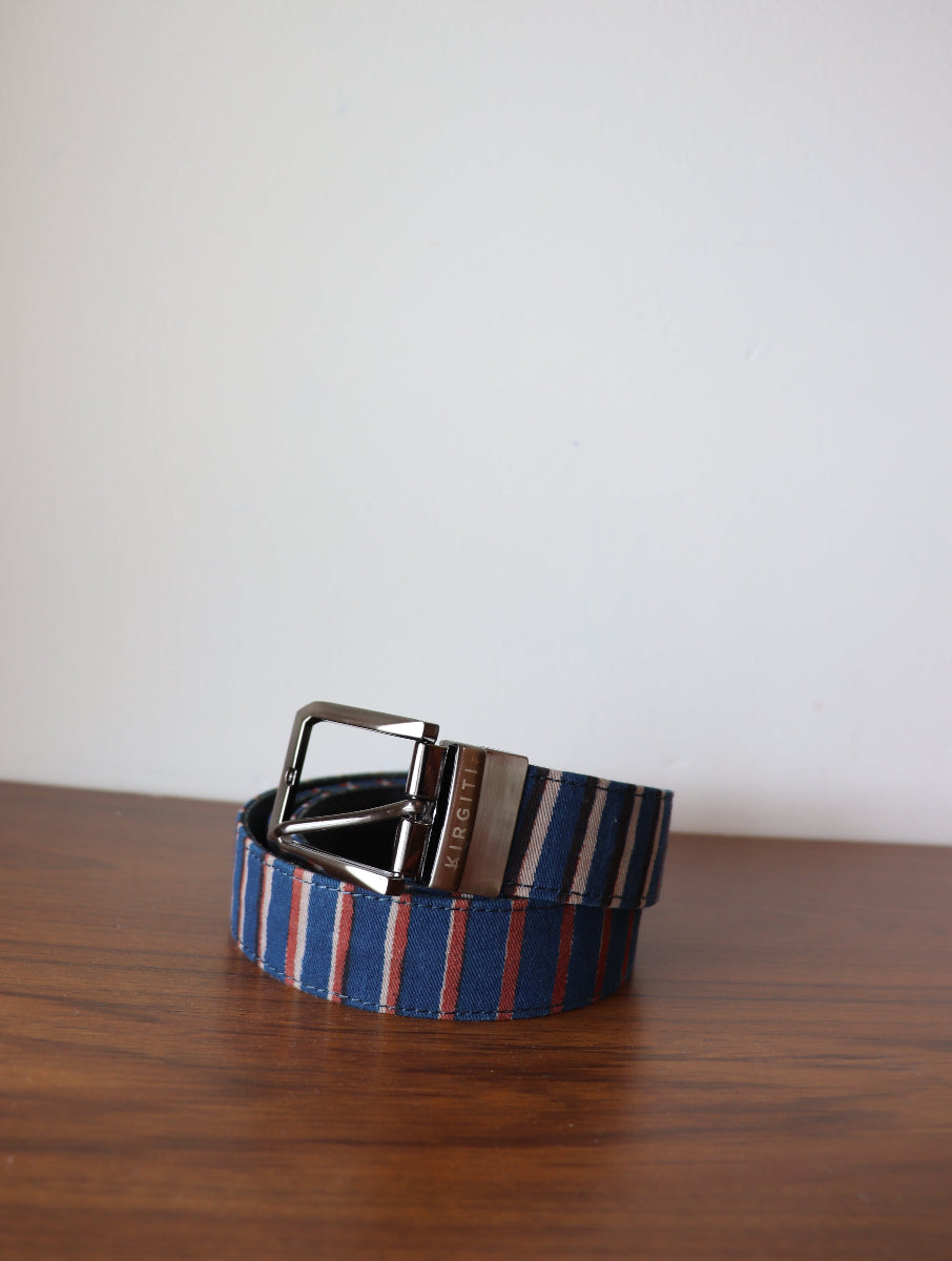 Indigo Red Reversible Dabu Printed & Cork Leather Belt