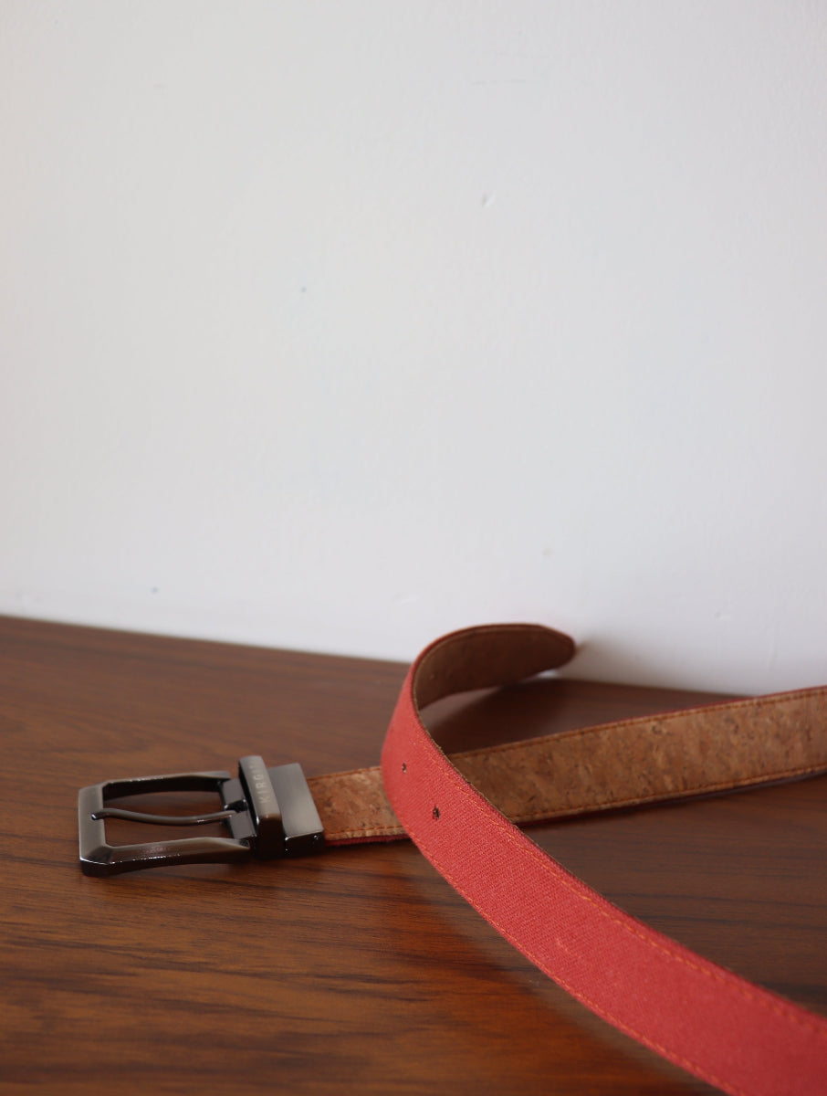 Rustic Reversible Dabu Print & Cork Leather Belt