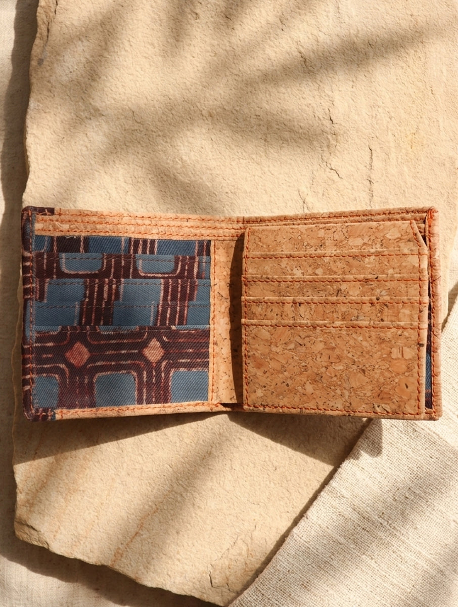 Wine Dabu Printed & Vegan Leather Cork Wallet