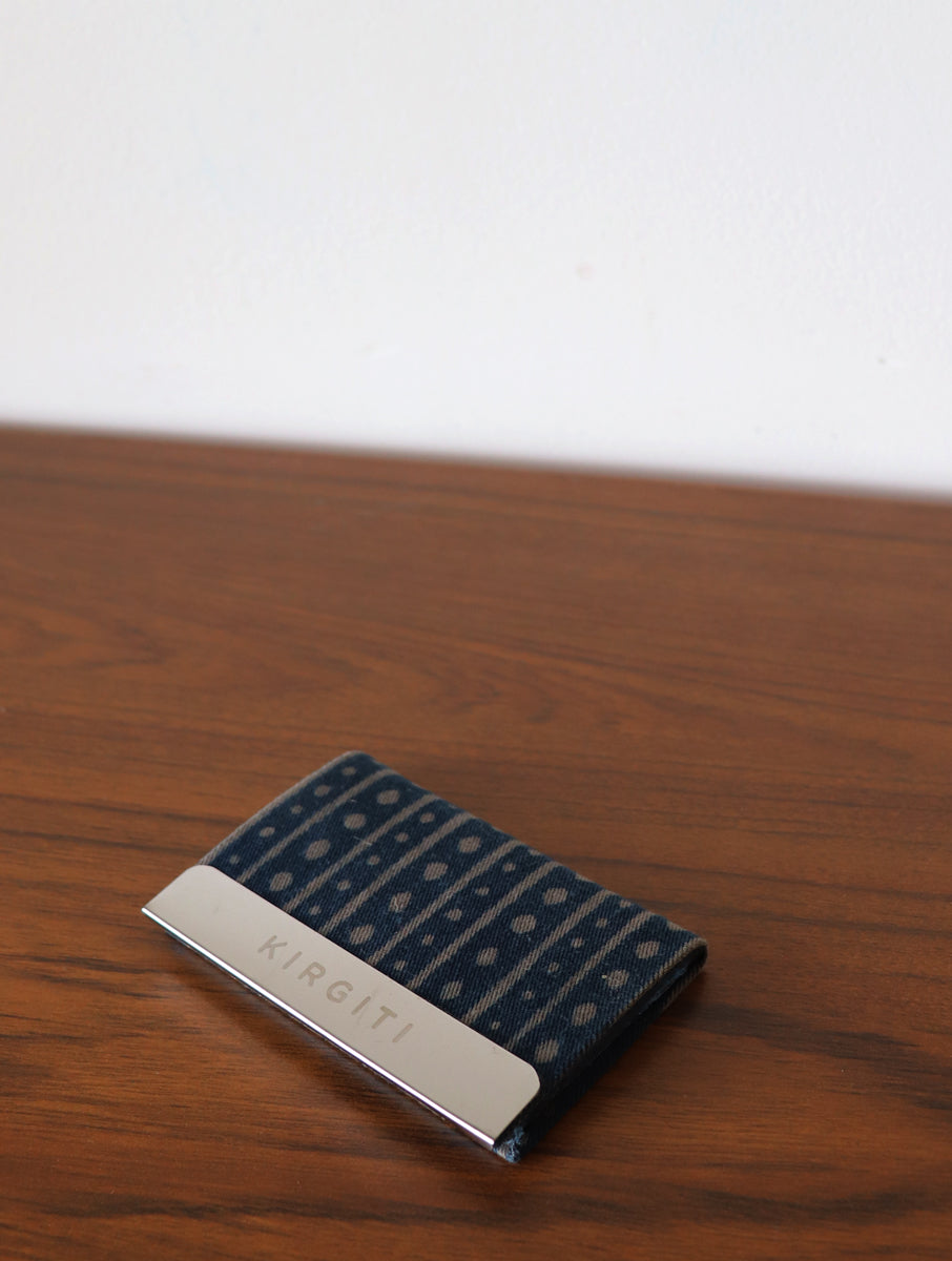 Rust Dabu Printed Cork Card Holder