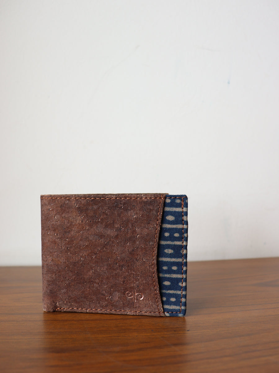Rust Dabu Printed and Vegan Leather Cork Wallet