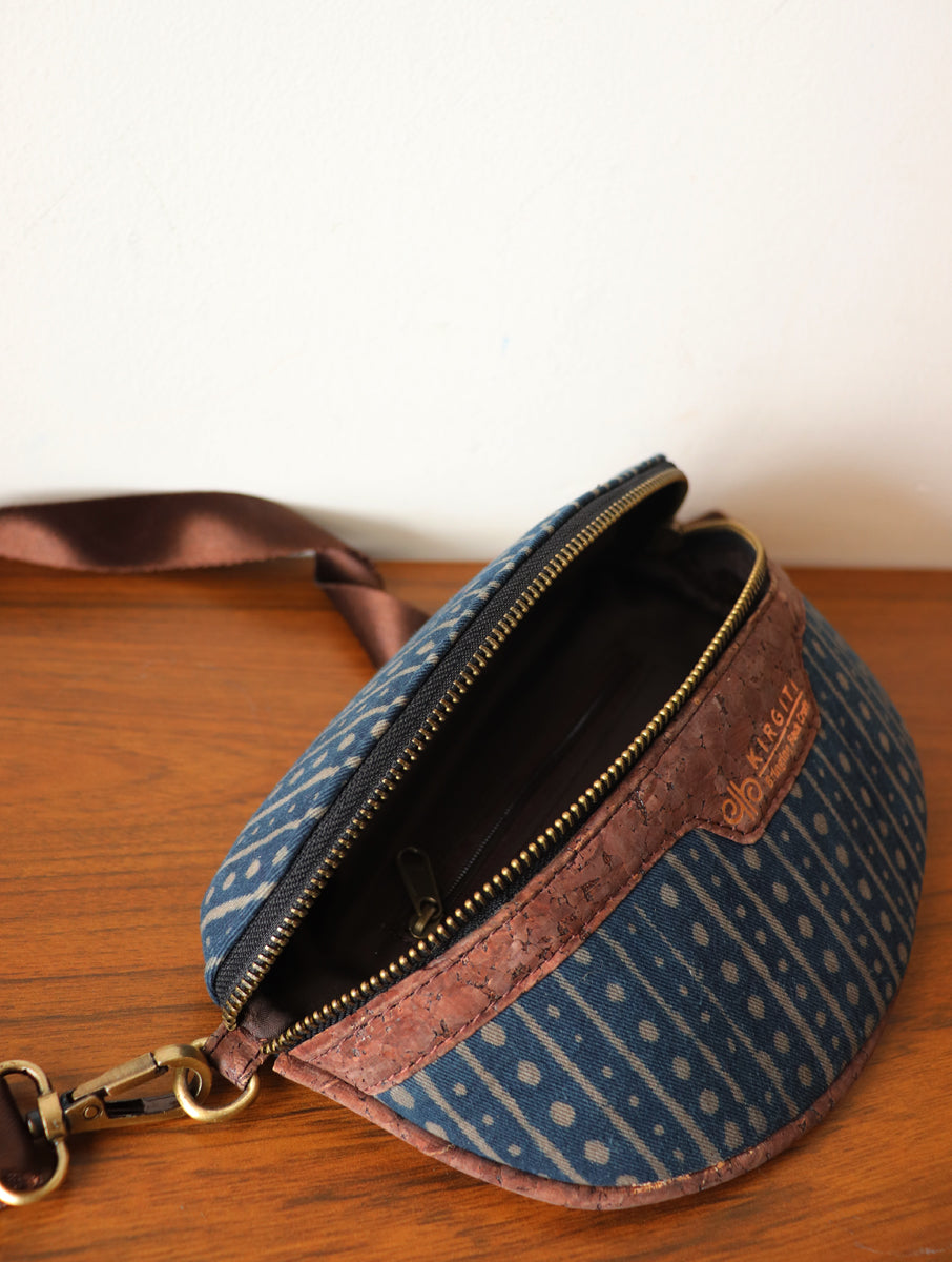 Rust Dabu Printed And Vegan Leather Cross Body Cum Waist Bag