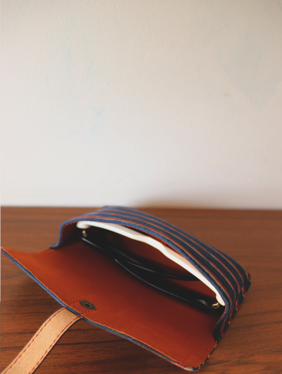 Blue Red Dabu Printed and Vegan Leather Cork Specs Case