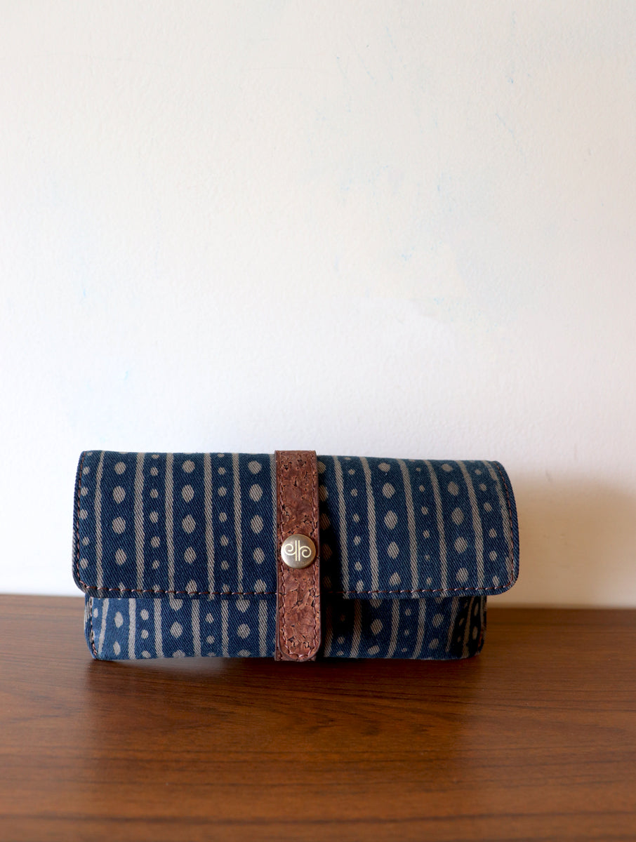 Rust Dabu Printed and Vegan Leather Cork Specs Case