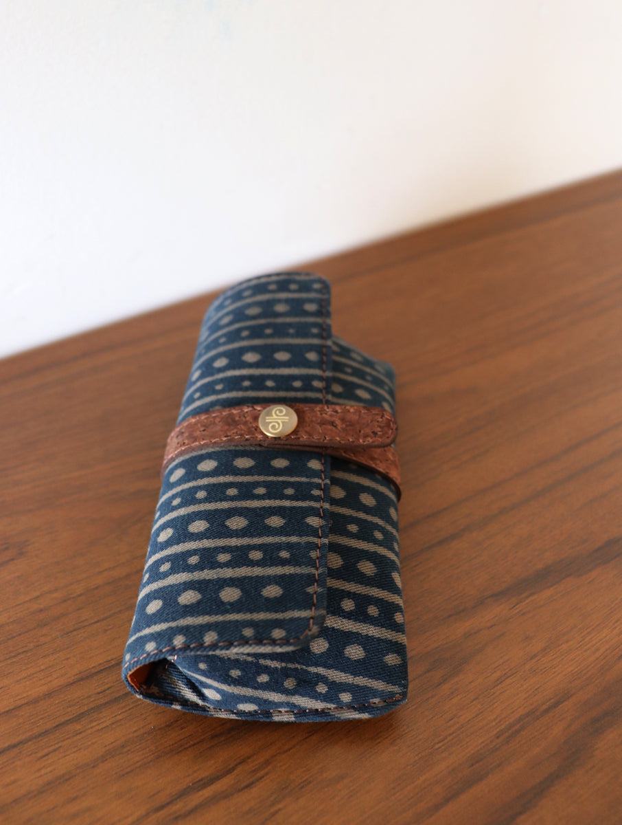 Rust Dabu Printed and Vegan Leather Cork Specs Case