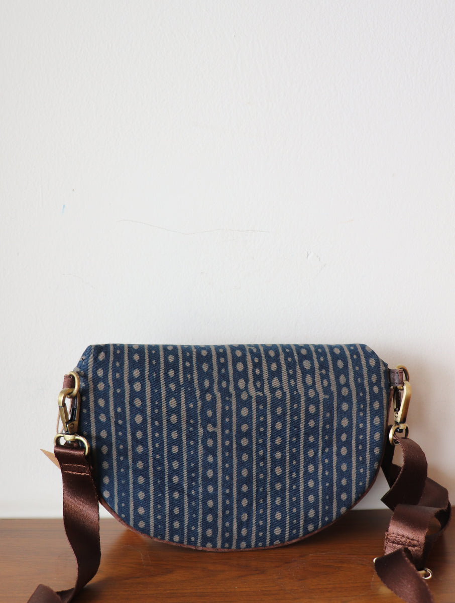 Rust Dabu Printed And Vegan Leather Cross Body Cum Waist Bag