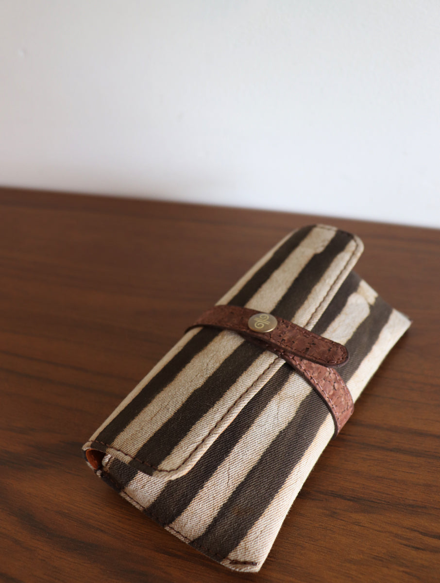 Big Brown Stripe Dabu Printed and Vegan Leather Cork Specs Case
