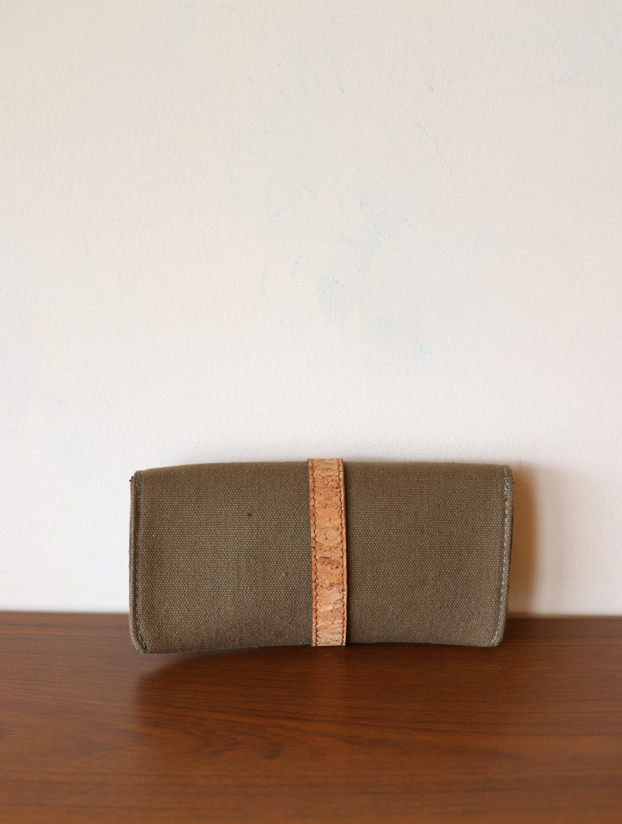 Khaki Dabu Printed and Vegan Leather Cork Specs Case