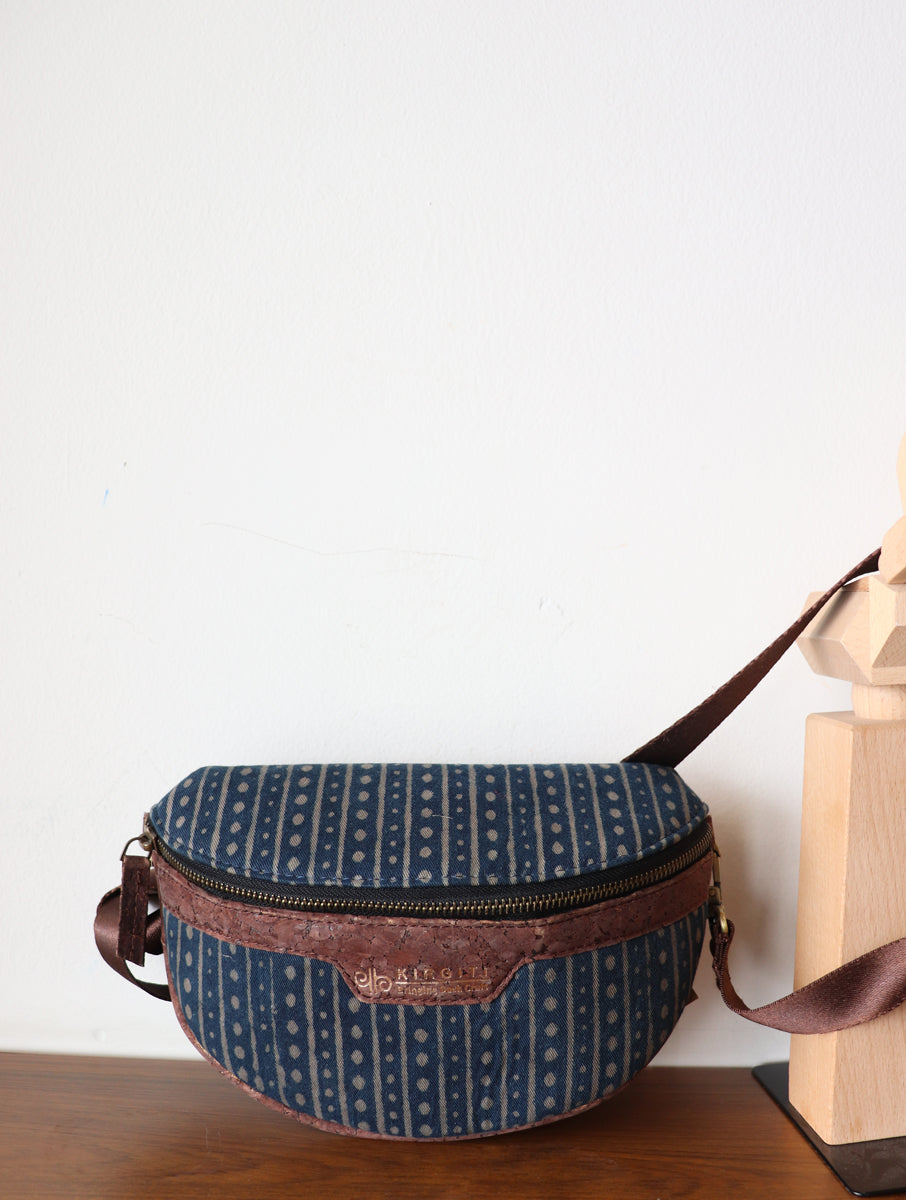 Rust Dabu Printed And Vegan Leather Cross Body Cum Waist Bag