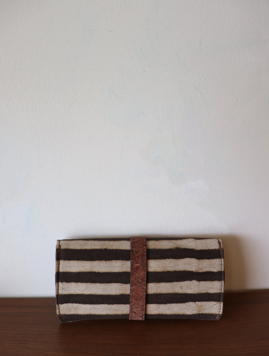 Big Brown Stripe Dabu Printed and Vegan Leather Cork Specs Case
