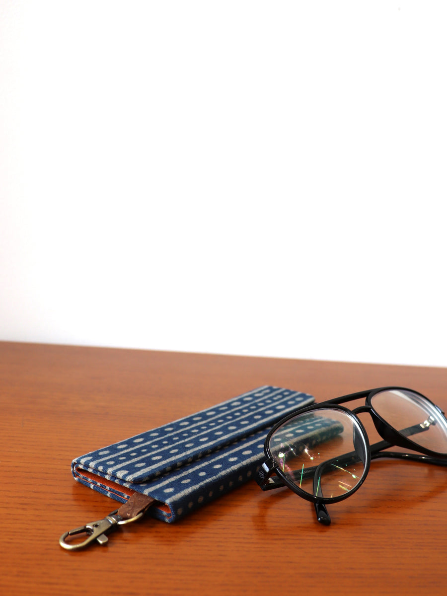 Rust Dabu Printed and Vegan Leather Foldable Specs Case