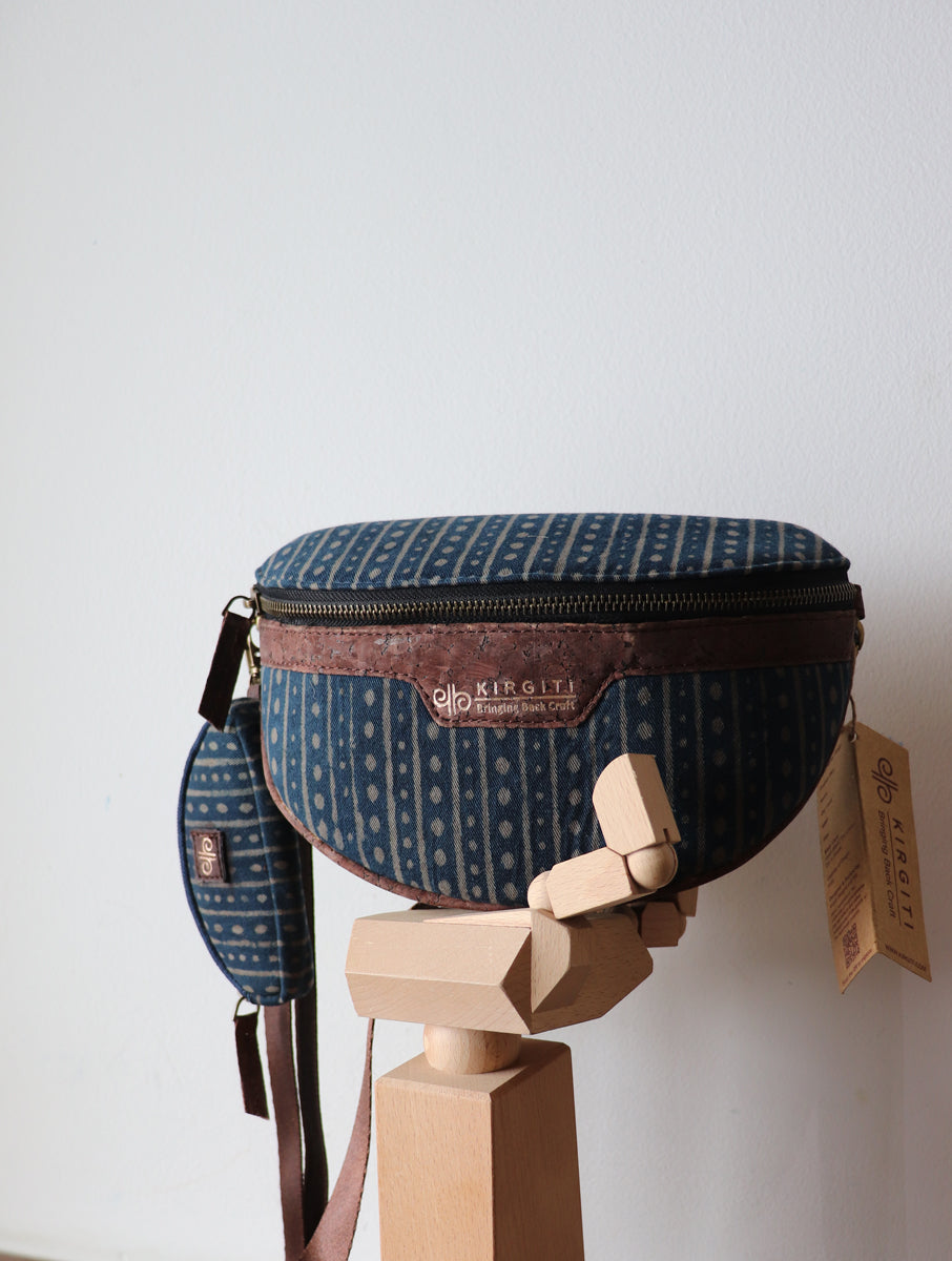 Rust Dabu Printed And Vegan Leather Cross Body Cum Waist Bag