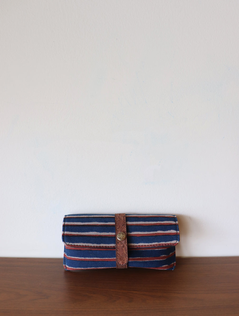 Blue Red Dabu Printed and Vegan Leather Cork Specs Case