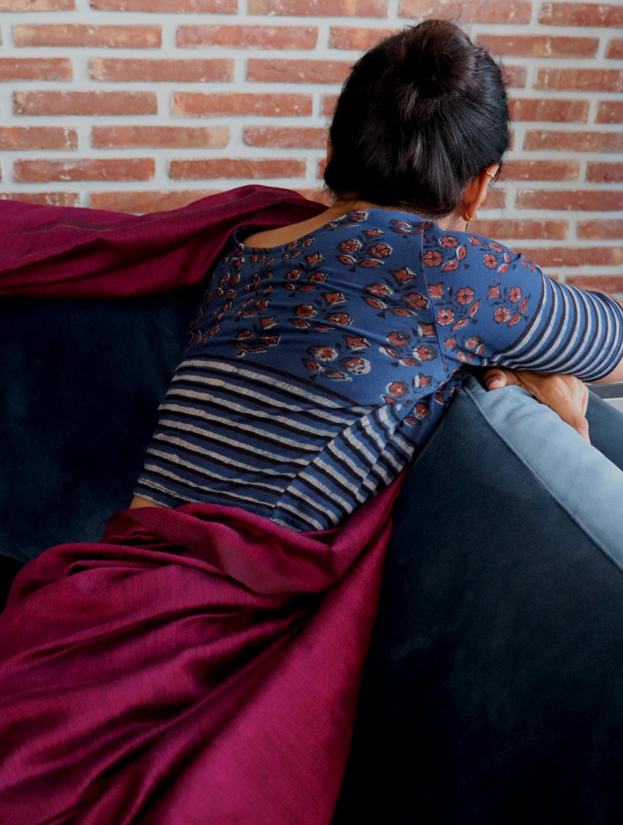 Indigo Boota Lined Dabu Printed Stretchable Blouse/Crop Top