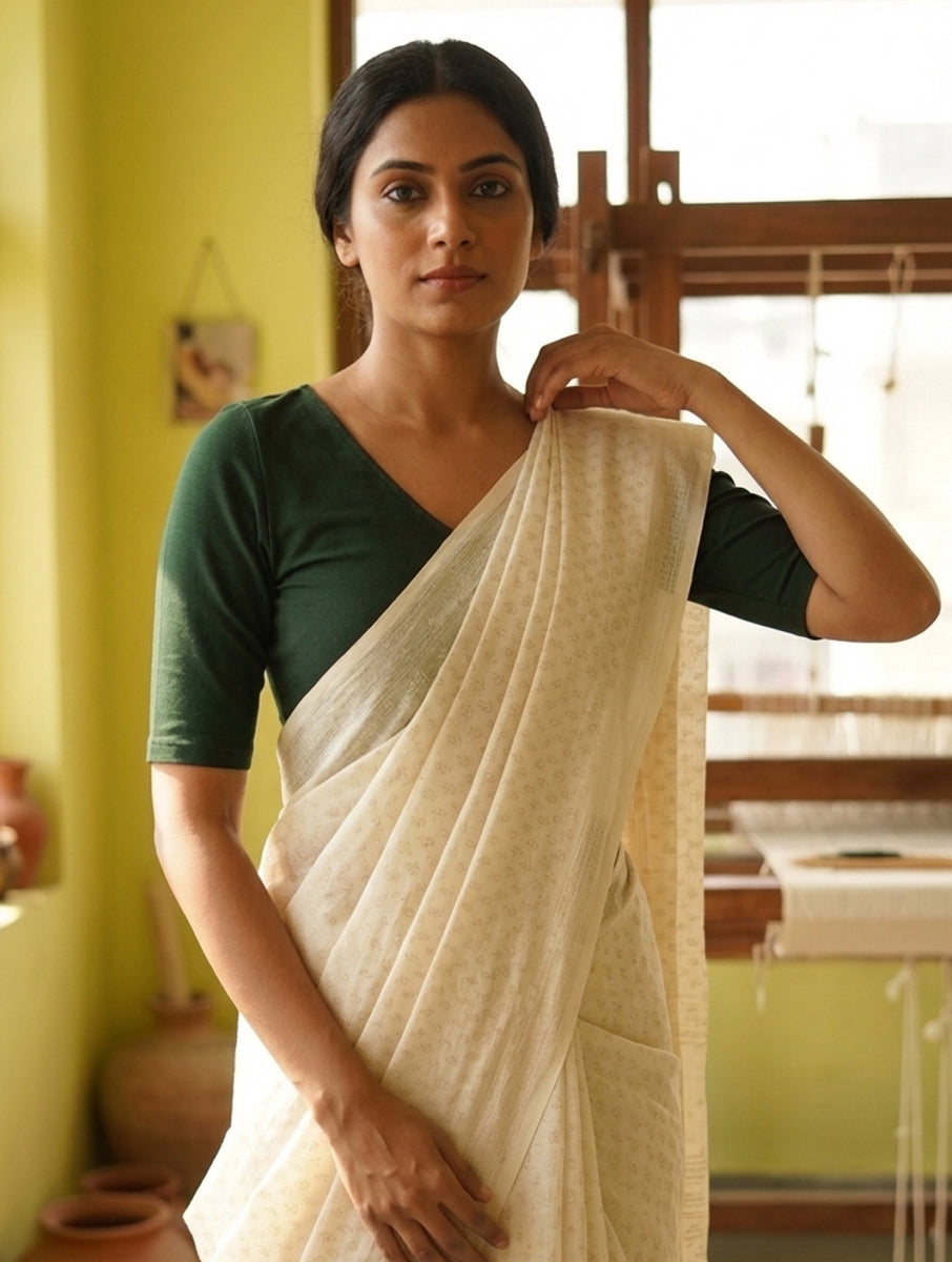 Green Solid Stretchable Blouse/Crop Top