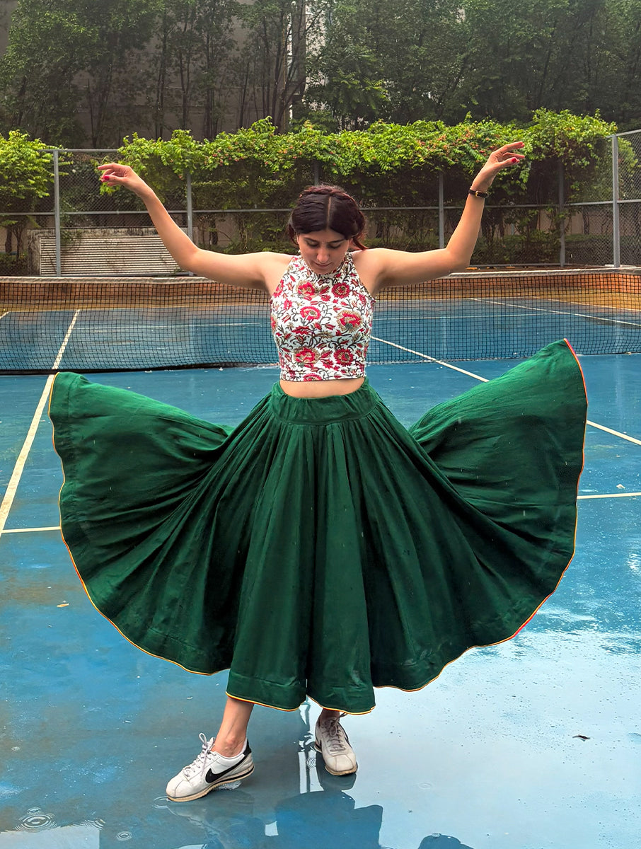 House of Tai Handcrafted Haryanvi Dhaman - 32 Kali Heritage Flared Skirt