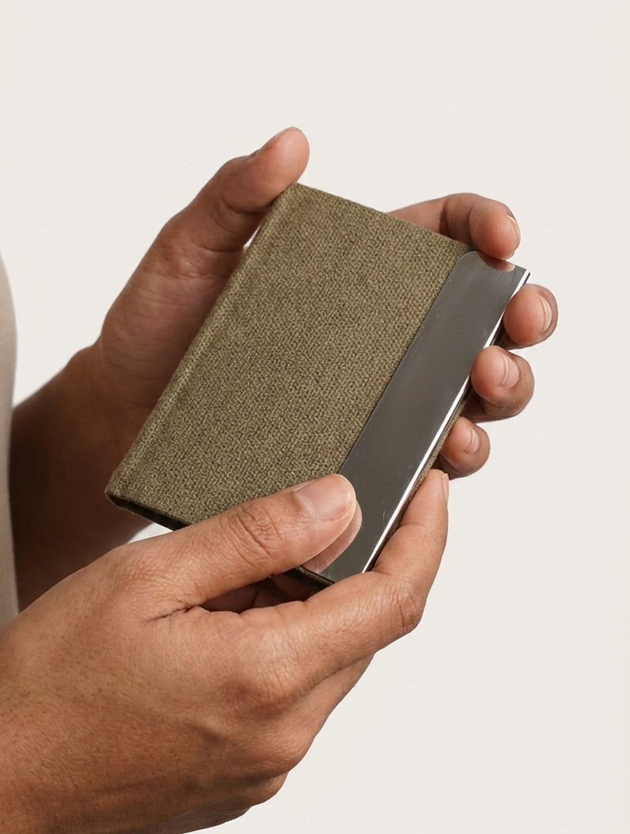 Khaki Dabu Printed Metal Card holder