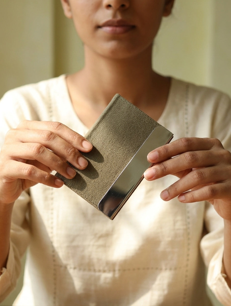 Khaki Dabu Printed Metal Card holder