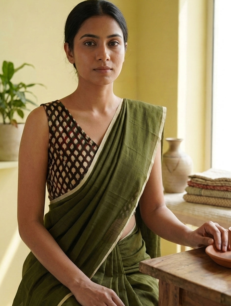 Maroon Boota Dabu Printed Stretchable Blouse/Crop Top