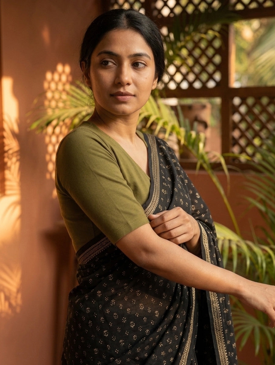 Mehandi Green Solid Stretchable Blouse/Crop Top