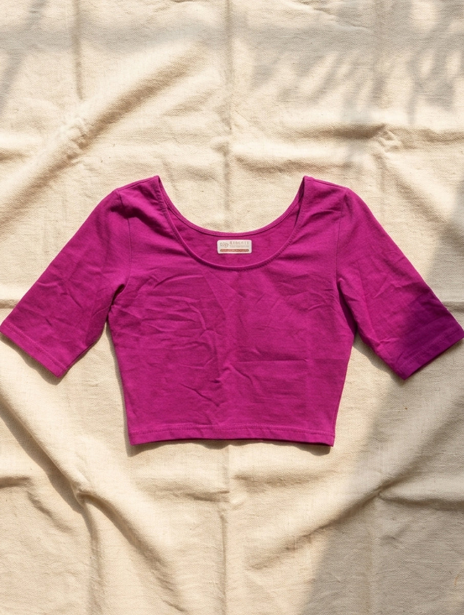 Purple Solid Stretchable Blouse/Crop Top