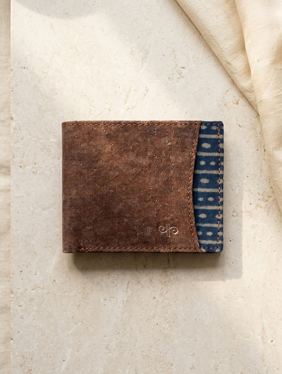 Rust Dabu Printed and Vegan Leather Cork Wallet