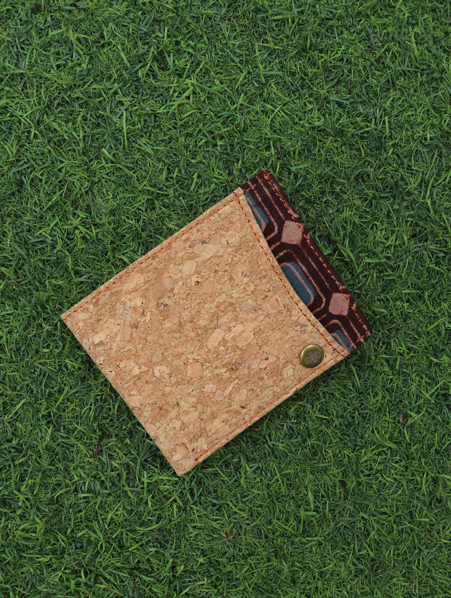 Wine Dabu Printed & Vegan Leather Cork Wallet