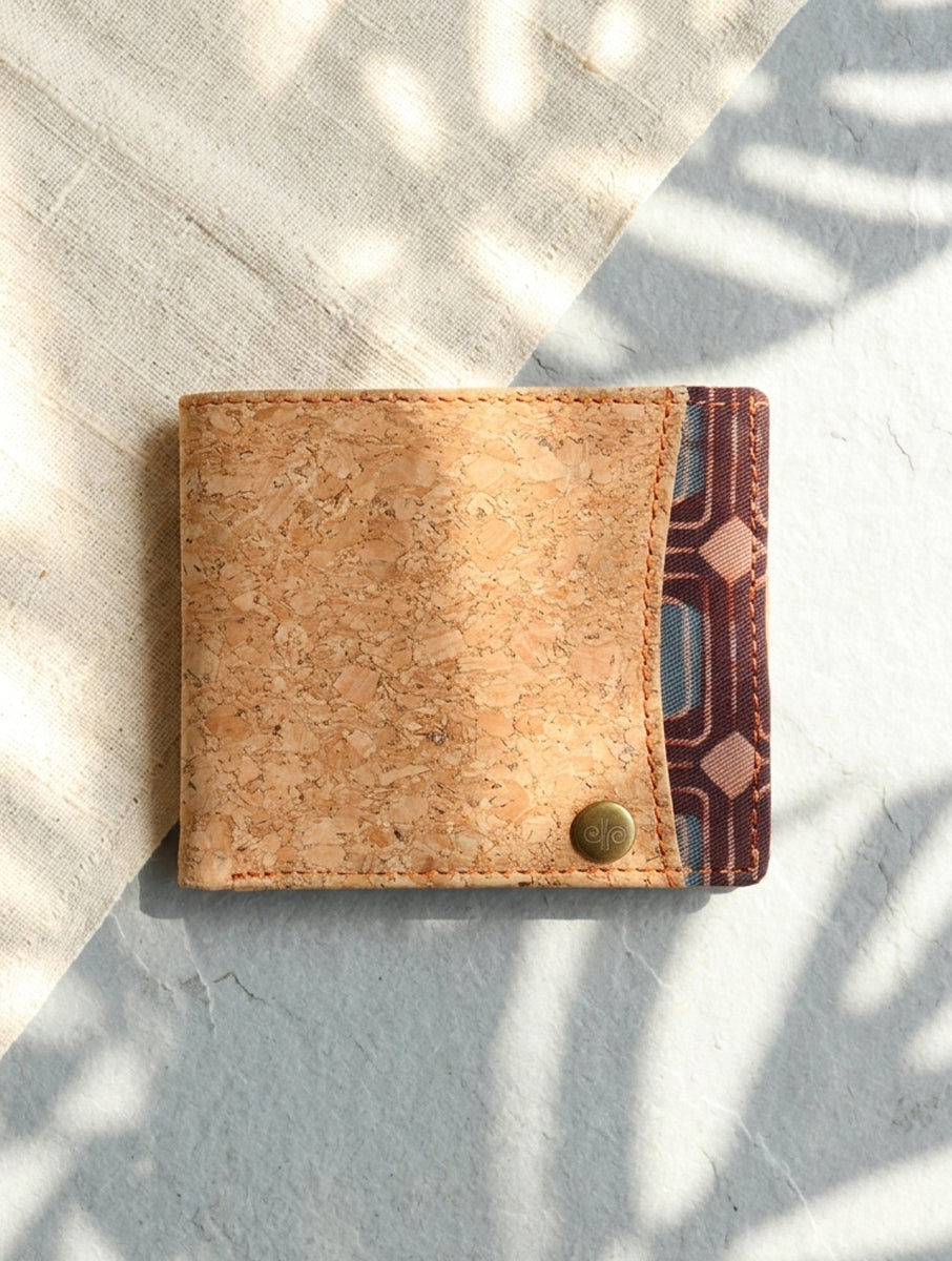 Wine Dabu Printed & Vegan Leather Cork Wallet