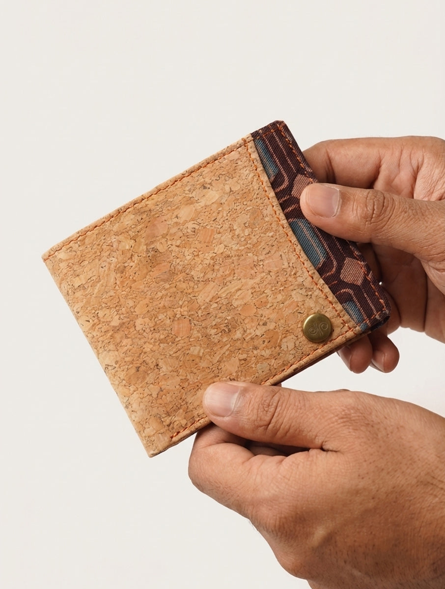 Wine Dabu Printed & Vegan Leather Cork Wallet